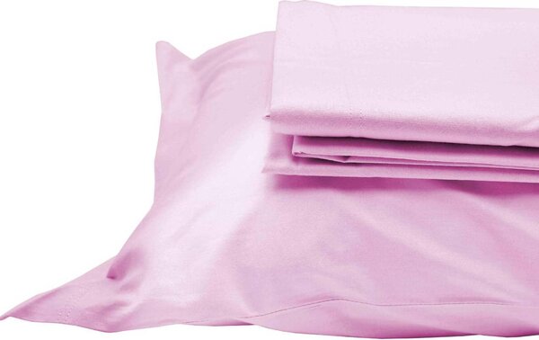 Blanco Raya Completo Letto Singolo in Cotone lenzuolo sopra + sotto con angoli + federa Tinta unita colore Rosa - Colors