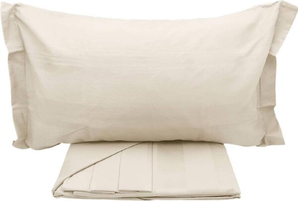 Blanco Raya Completo Letto Singolo in Cotone Satin lenzuolo sopra + sotto con angoli + federa Fantasia a fasce colore Crema - 80518