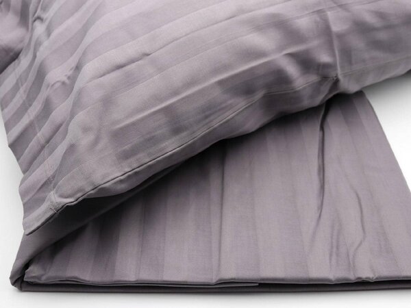 Blanco Raya Completo Letto Singolo in Cotone Satin lenzuolo sopra + sotto con angoli + federa con fascia sottile in raso colore Grigio - 80519