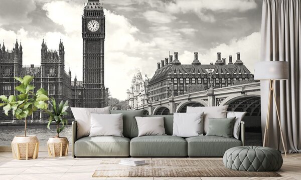Carta da parati – Big Ben a Londra in bianco e nero