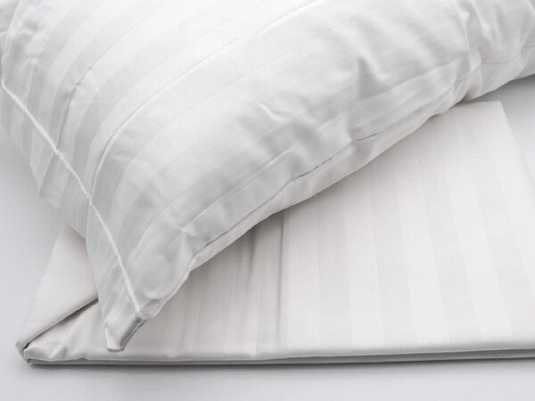 Blanco Raya Completo Letto Singolo in Cotone Satin lenzuolo sopra + sotto con angoli + federa con fascia sottile in raso colore Bianco - 80519
