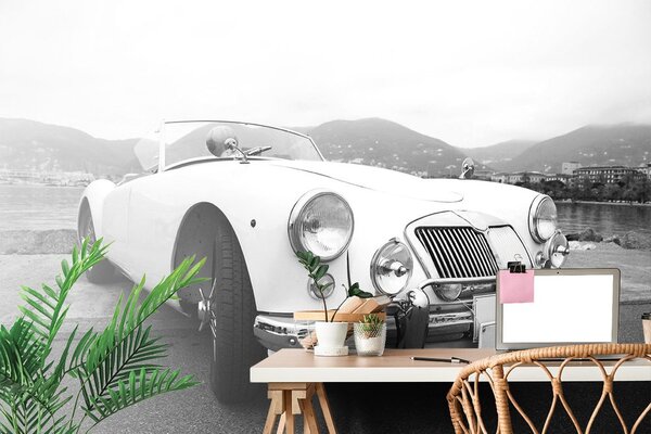 Carta da parati – Auto d'epoca lussuosa in bianco e nero
