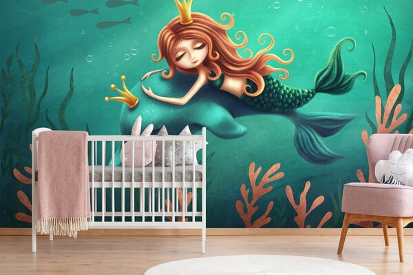 Carta da parati – Sirena con delfino
