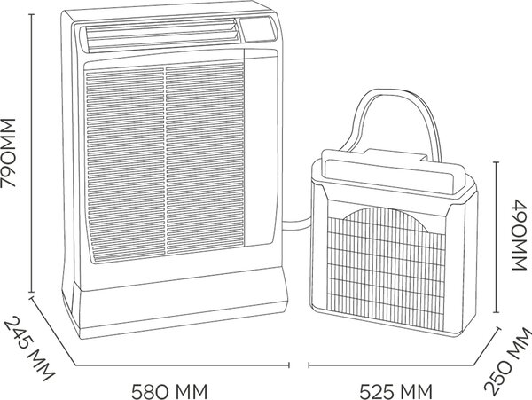 Argo Condizionatore Portatile 13000 BTU/h Climatizzatore con Unit Esterna Classe A con Telecomando e Timer colore Bianco - Ulisse Eco