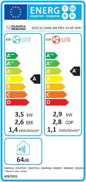 OLIMPIA SPLENDID Condizionatore Portatile 3.5 Kw Climatizzatore con Pompa di Calore Classe A/A+ Deumidificatore WiFi Telecomando e Timer - 02029 Ai