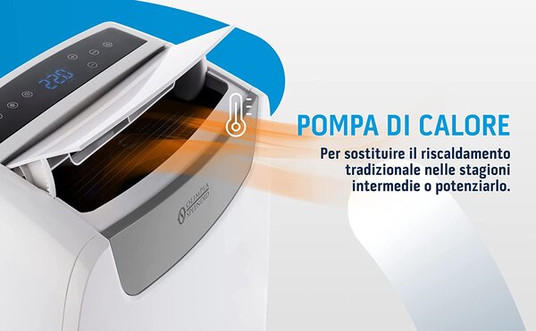OLIMPIA SPLENDID Condizionatore Portatile 3.5 Kw Climatizzatore con Pompa di Calore Classe A/A+ Deumidificatore WiFi Telecomando e Timer - 02029 Ai