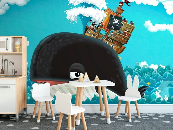 Carta da parati autoadesiva – Nave pirata sulla balena