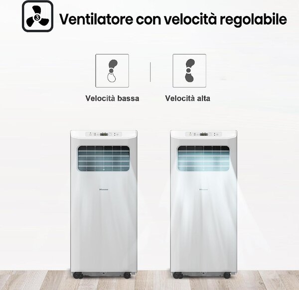 Hisense Condizionatore Portatile 7000 Btu /h Climatizzatore Deumidificarore Classe A colore Bianco - APC07KV