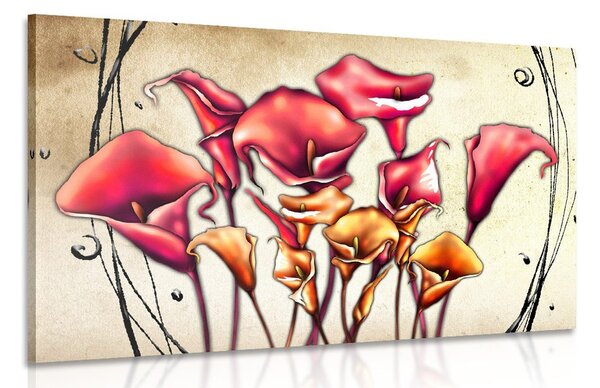 Quadro su tela – Fiori rossi di calla