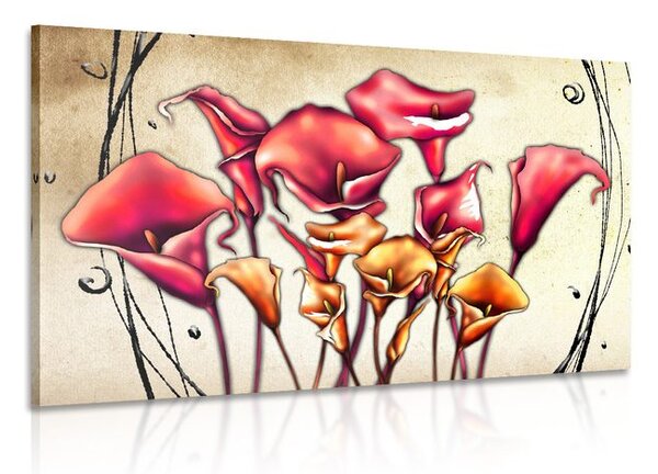 Quadro su tela – Fiori rossi di calla