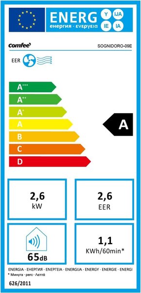 Comfee Condizionatore Portatile 9000 Btu /h Climatizzatore Classe A con Timer Gas R290 colore Bianco - SOGNIDORO-09E