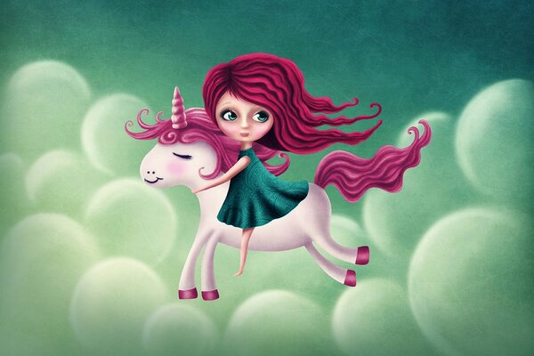 Carta da parati – Bambina con unicorno