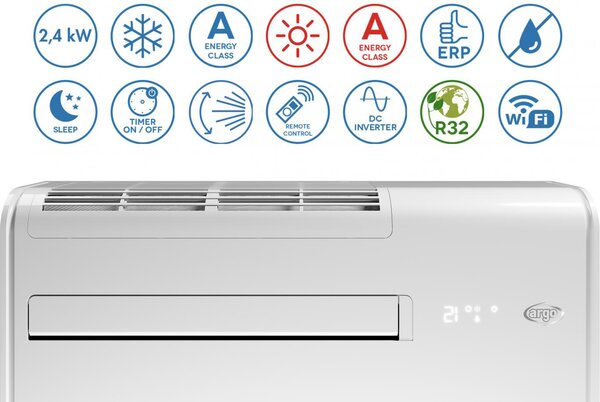 Argo Condizionatore Senza Unit Esterna Climatizzatore 2.35 Kw a Pavimento con Pompa di Calore R32 Wifi - Apollo 12 HP