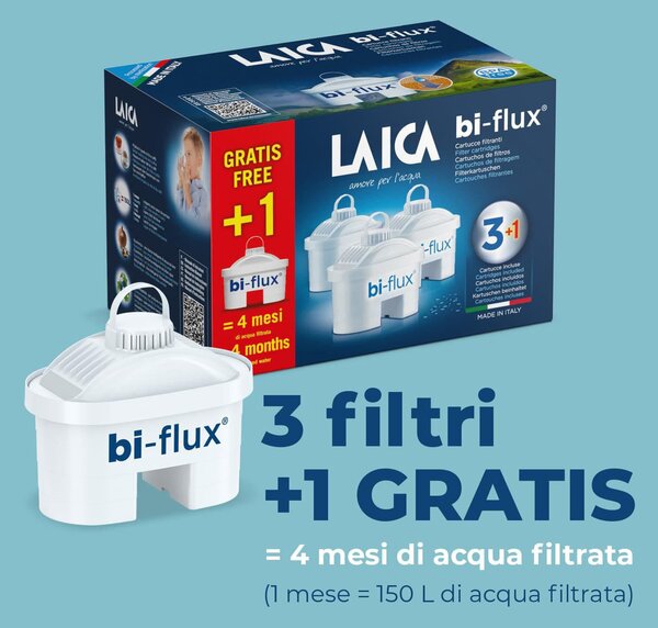 LAICA Confezione N 4 Filtri Caraffa Laica Bi-Flux - F4S
