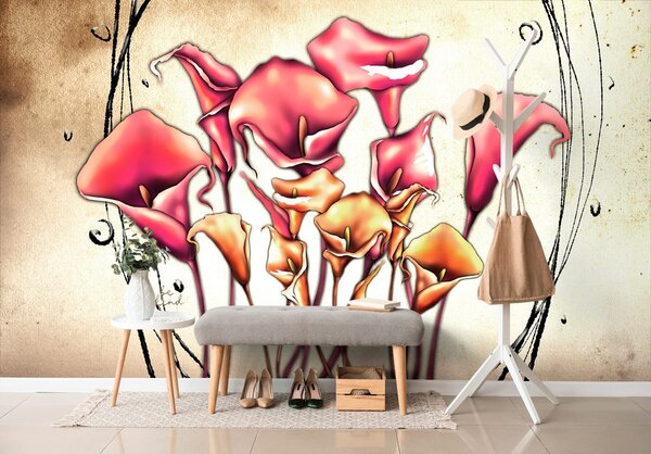 Carta da parati – Fiori rossi di calla