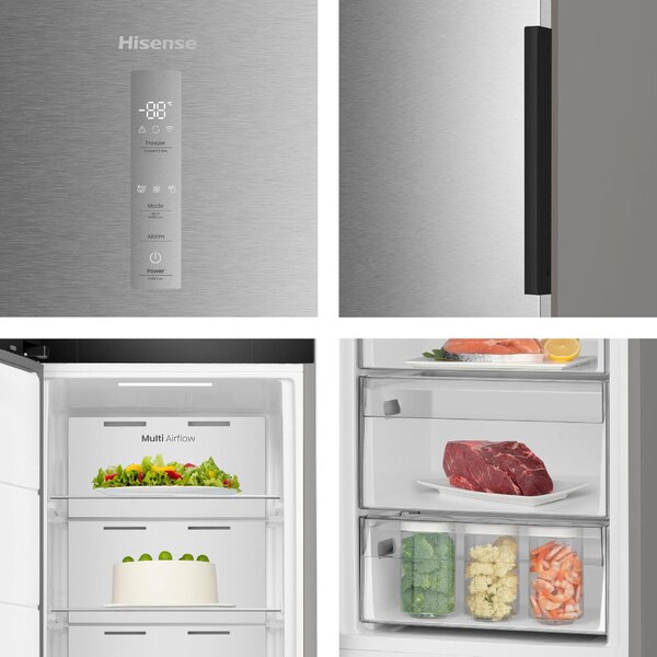 Hisense Congelatore a Cassetti Verticale No Frost Capacit 312 Litri Classe E Capacit di congelamento 15 Kg/24h colore Inox - FT3K310SEIE
