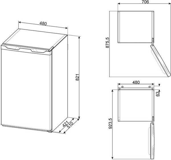 Smeg Congelatore a Cassetti Verticale Sottopiano Capacit 63 Litri Classe energetica E Capacit di congelamento 3,3 kg/24h colore Bianco - FF08EW