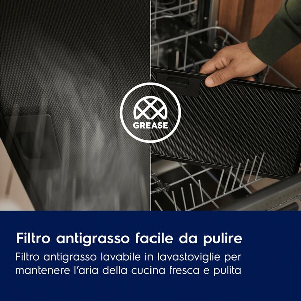 Electrolux Cappa Cucina Aspirante a Parete Larghezza 90 cm Profondit 45 cm Classe A colore Acciaio Inox - LFT829X Serie 700 Breeze