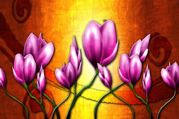 Carta da parati – Fiori viola in stile etnico