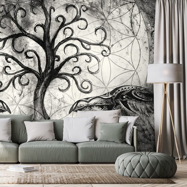 Carta da parati – Albero della vita magico in bianco e nero