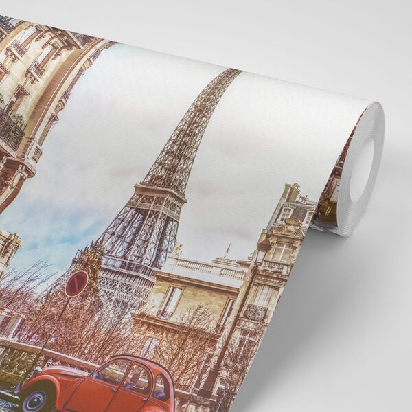 Carta da parati – Vista sulla Torre Eiffel da una strada di Parigi