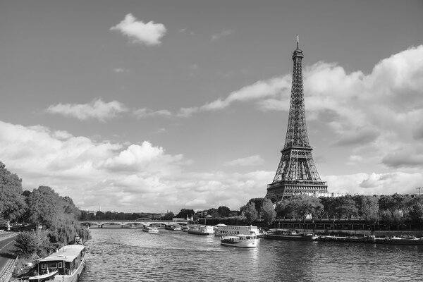 Carta da parati – Splendida panorama in bianco e nero di Parigi