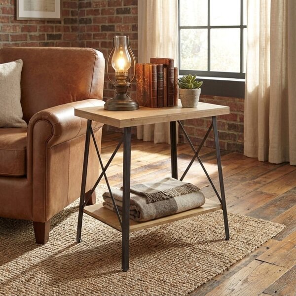 DecHome Consolle Ingresso Design Industriale con 1 Ripiano Dimensioni 63x40x68h cm colore Antracite/Legno - Harry