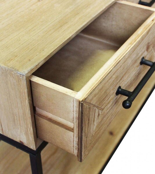 DecHome Consolle Ingresso Design Industriale 2 Ripiani e 3 Cassetti Dimensioni 110,50x40x76 h colore Nero Legno