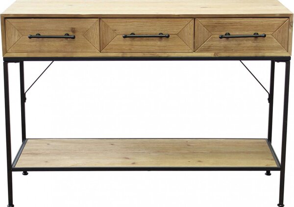 DecHome Consolle Ingresso Design Industriale 2 Ripiani e 3 Cassetti Dimensioni 110,50x40x76 h colore Nero Legno