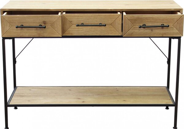 DecHome Consolle Ingresso Design Industriale 2 Ripiani e 3 Cassetti Dimensioni 110,50x40x76 h colore Nero Legno