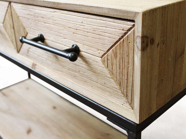 DecHome Consolle Ingresso Design Industriale 2 Ripiani e 3 Cassetti Dimensioni 110,50x40x76 h colore Nero Legno