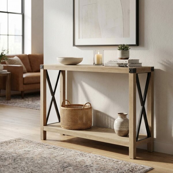 DecHome Consolle Ingresso Design Industriale con 2 Ripiani Dimensioni 115,5x37x82 cm colore Marrone - Julio