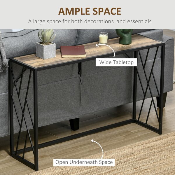 DecHome Consolle Ingresso Design Industriale in Acciaio e Legno Dimensioni 120x35x75cm colore Marrone