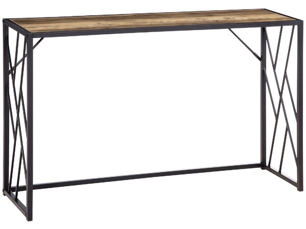 DecHome Consolle Ingresso Design Industriale in Acciaio e Legno Dimensioni 120x35x75cm colore Marrone