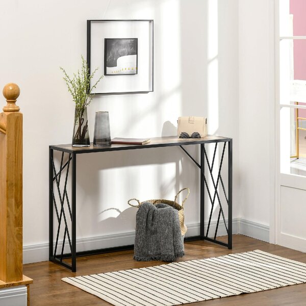 DecHome Consolle Ingresso Design Industriale in Acciaio e Legno Dimensioni 120x35x75cm colore Marrone