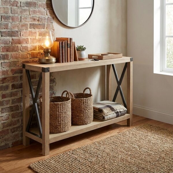 DecHome Consolle Ingresso Design Industriale con 2 Ripiani Dimensioni 115,5x37x82 cm colore Marrone - Julio