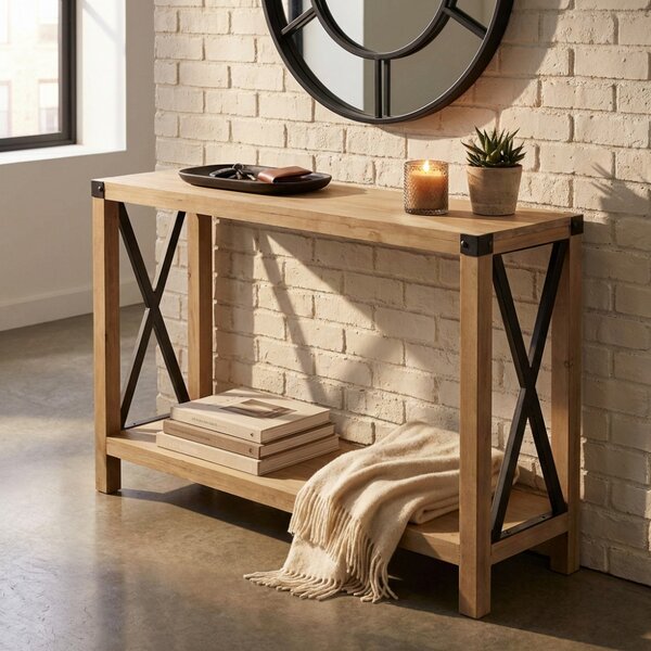 DecHome Consolle Ingresso Design Industriale con 2 Ripiani Dimensioni 115,5x37x82 cm colore Marrone - Julio