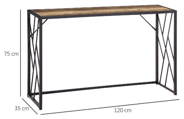 DecHome Consolle Ingresso Design Industriale in Acciaio e Legno Dimensioni 120x35x75cm colore Marrone