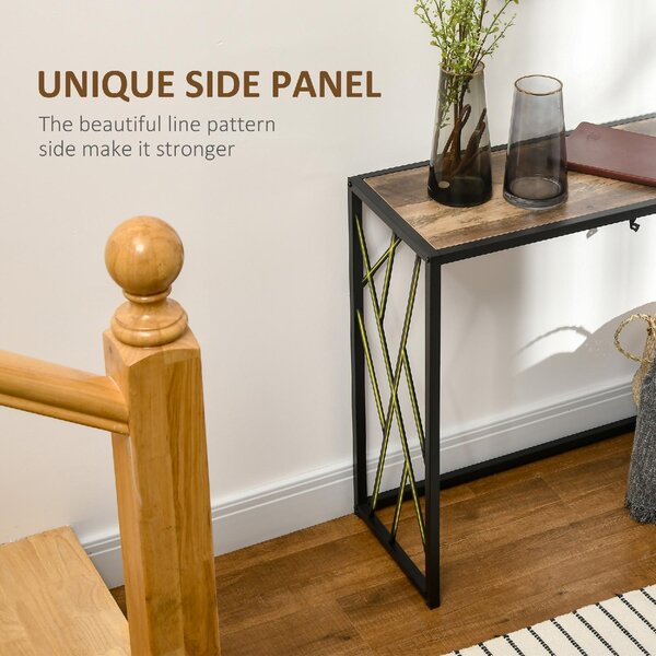 DecHome Consolle Ingresso Design Industriale in Acciaio e Legno Dimensioni 120x35x75cm colore Marrone