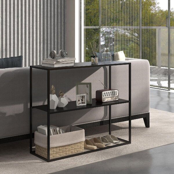DecHome Consolle Ingresso Design Moderno a 2 Ripiani in Acciaio Dimensioni 90x30x75cm colore Nero