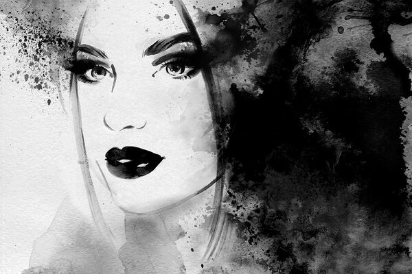 Carta da parati – Ritratto femminile alla moda in bianco e nero