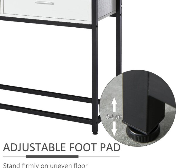 DecHome Consolle Ingresso Design Moderno con 2 Cassetti in Legno e Metallo Dimensioni 120x34x81 cm colore Bianco e Nero