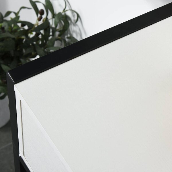 DecHome Consolle Ingresso Design Moderno con 2 Cassetti in Legno e Metallo Dimensioni 120x34x81 cm colore Bianco e Nero
