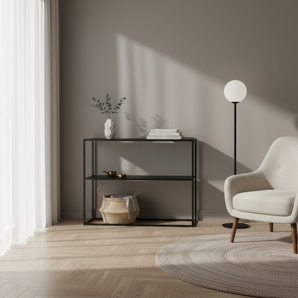 DecHome Consolle Ingresso Design Moderno a 2 Ripiani in Acciaio Dimensioni 90x30x75cm colore Nero
