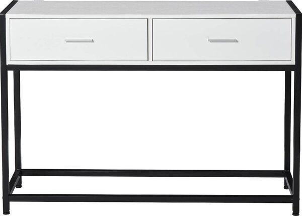 DecHome Consolle Ingresso Design Moderno con 2 Cassetti in Legno e Metallo Dimensioni 120x34x81 cm colore Bianco e Nero
