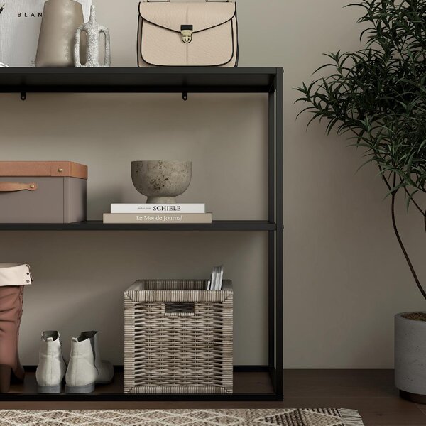 DecHome Consolle Ingresso Design Moderno a 2 Ripiani in Acciaio Dimensioni 90x30x75cm colore Nero