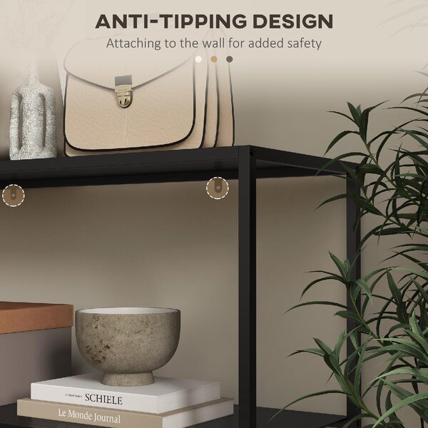 DecHome Consolle Ingresso Design Moderno a 2 Ripiani in Acciaio Dimensioni 90x30x75cm colore Nero