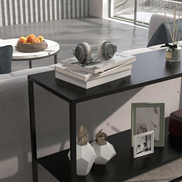 DecHome Consolle Ingresso Design Moderno a 2 Ripiani in Acciaio Dimensioni 90x30x75cm colore Nero