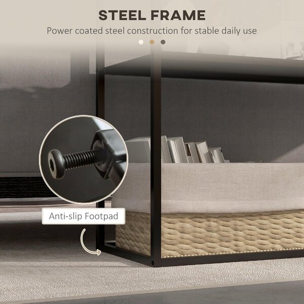 DecHome Consolle Ingresso Design Moderno a 2 Ripiani in Acciaio Dimensioni 90x30x75cm colore Nero