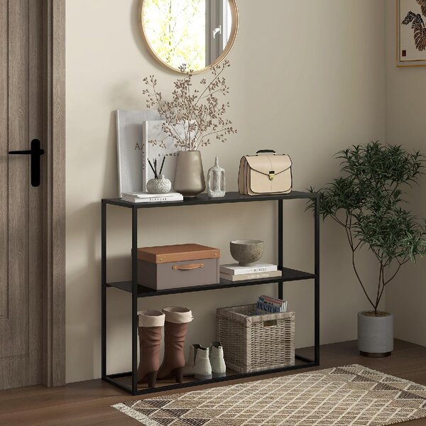 DecHome Consolle Ingresso Design Moderno a 2 Ripiani in Acciaio Dimensioni 90x30x75cm colore Nero